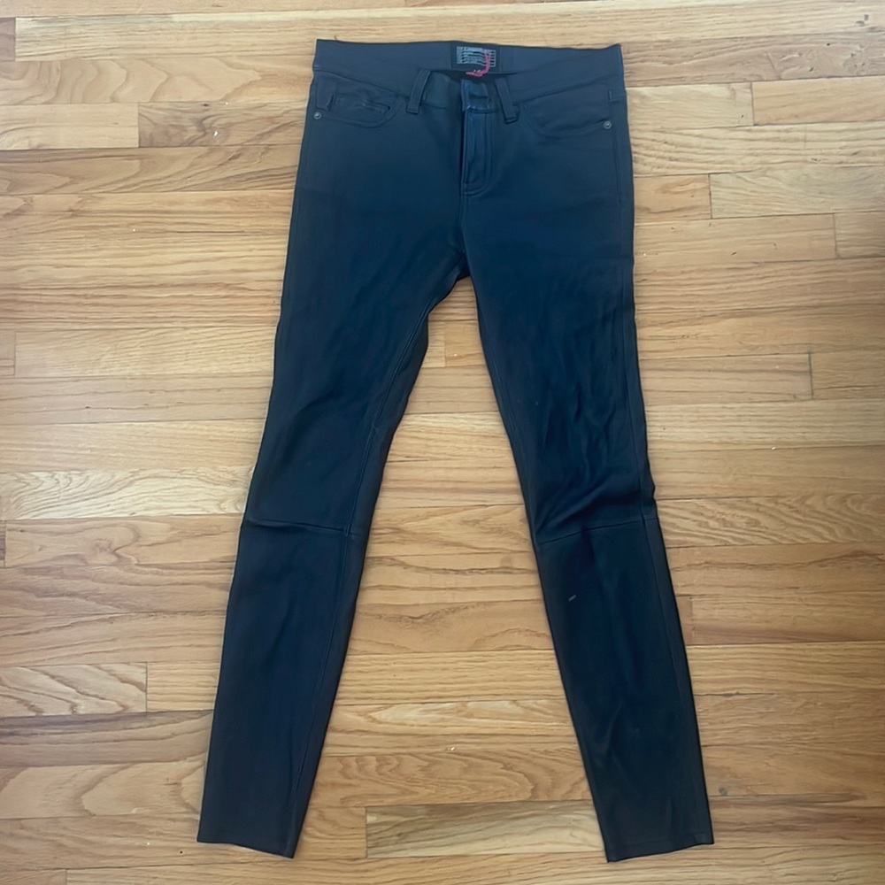 calf skin leather pants